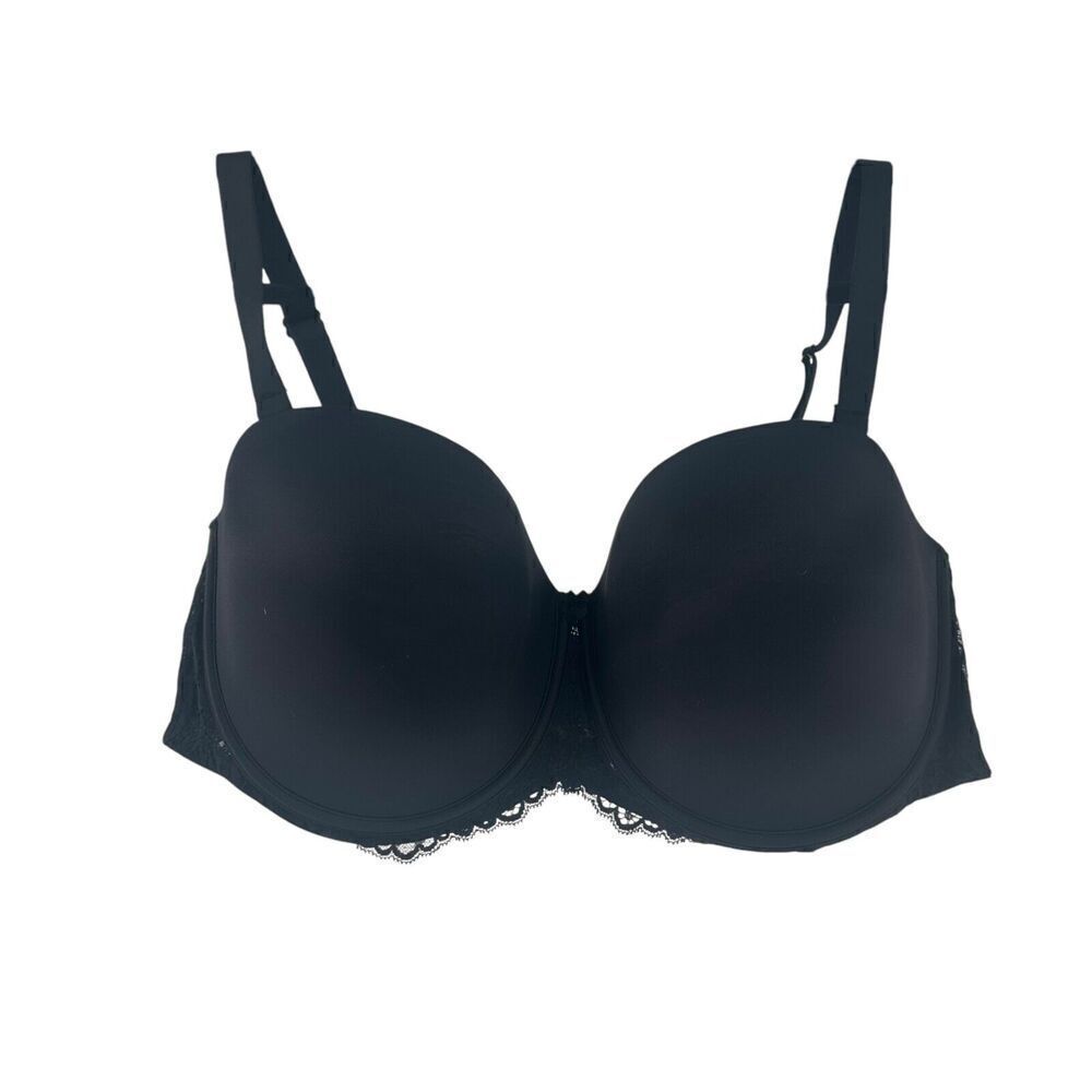 Auden Bra Lightly Lined Strapless Size 46D Black Underwired Removable Straps 46D